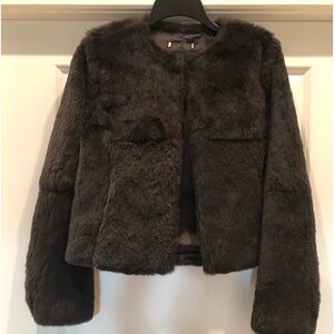 Theory Rabbit Fur Jacket Brown PREOWNED the tag is missing, manufacturer in coat